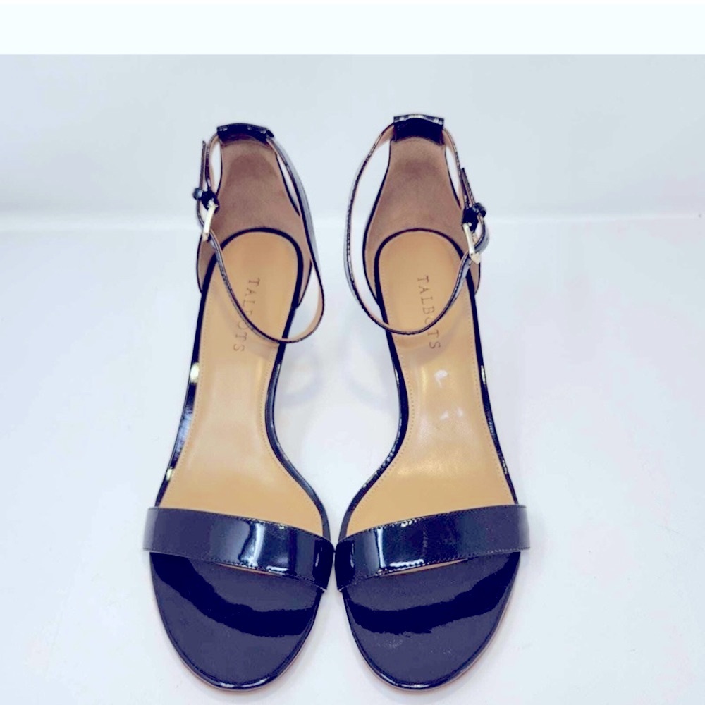 Talbots Glossy Black Sandals with Ankle Strap